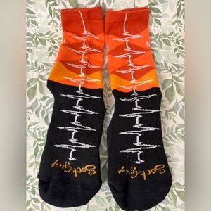 Unisex Intermountain Medical Center EKG Heartbeat Patterned Argyle Socks Orange